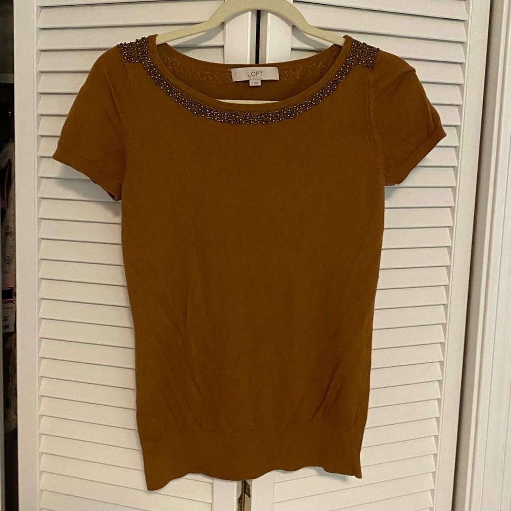 Rust short sleeve sweater